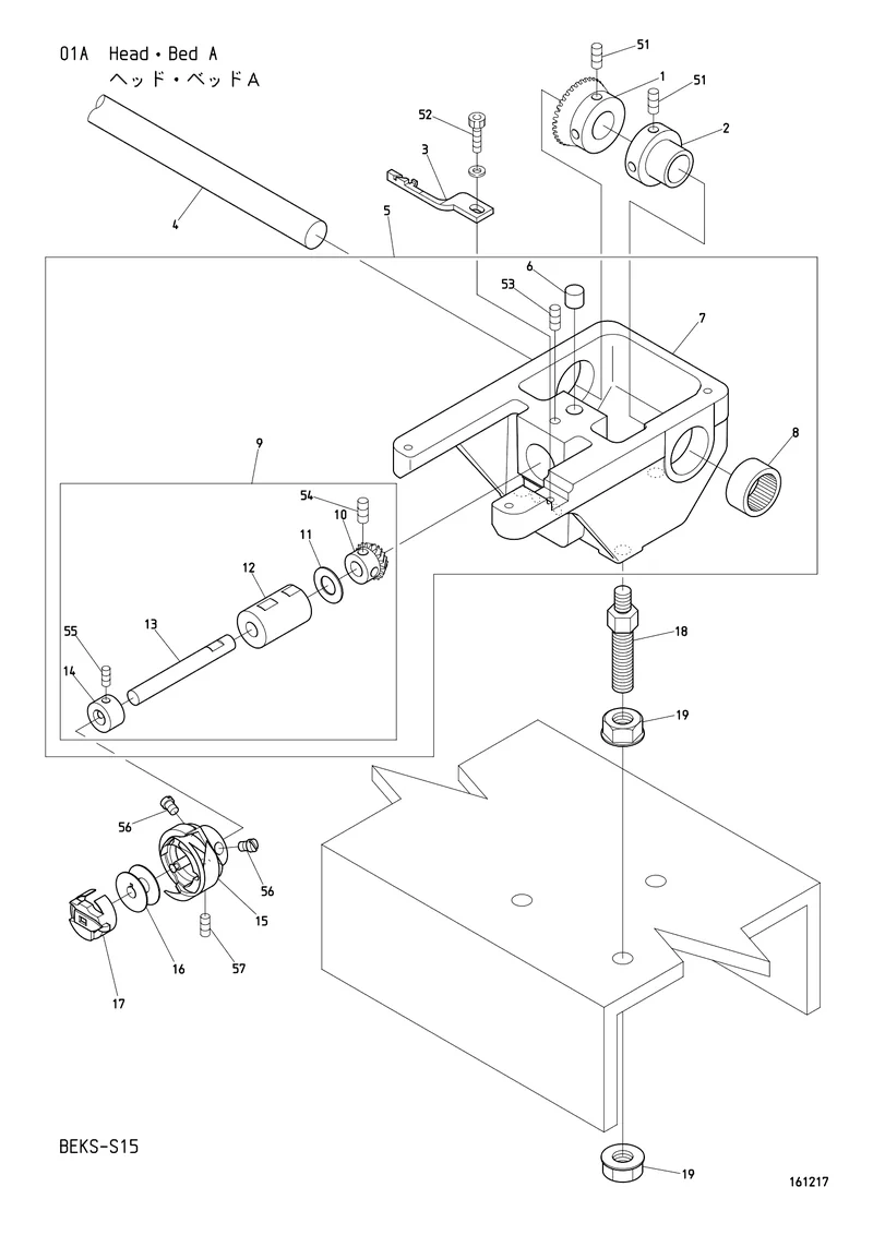 Схема узла из Parts List BEKS-S15, содержащего HB320070